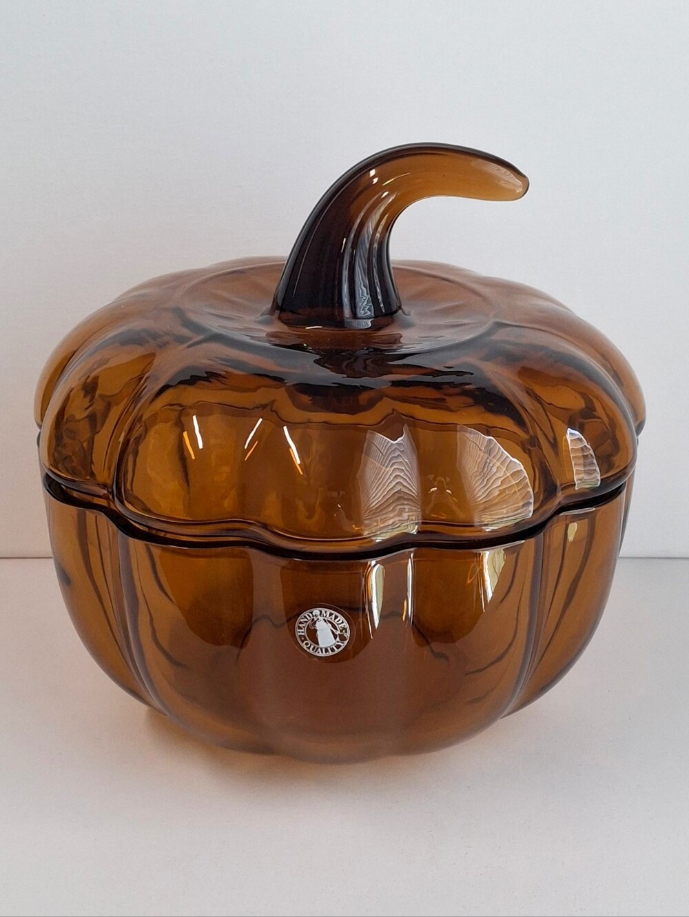 IKEA HOSTAGILLE Bowl & Lid Brown 7 ½" Pumpkin Glass Limited Edition NEW